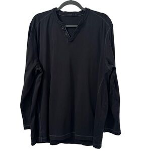 Raffi Men’s Long Sleeve Cotton Henley Top In Black Size XXL